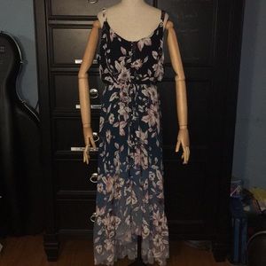 Atlas blue multi print Strapped flowy dress